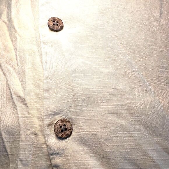 Tommy Bahama 100% Silk Button Up Shirt Men's Size XL Beige Palm Trees Beach Surf - Picture 3 of 5